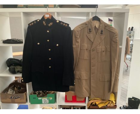 A mid century British Army khaki jacket, together with a no.1 dress jacket and trousers, both jackets with George VI crown ba