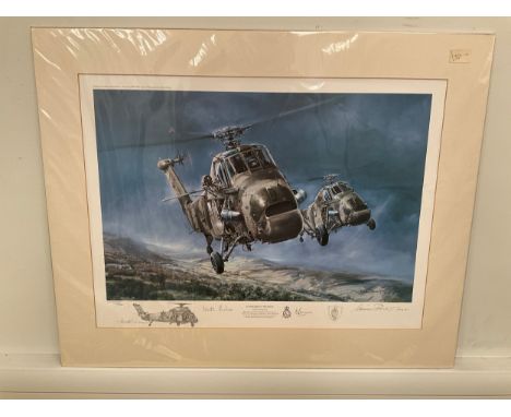 A Michael Rondot limited edition print ‘Evergreen Wessex’ depicting HC2s of No. 72 Squadron, signed to margin with sketch by 