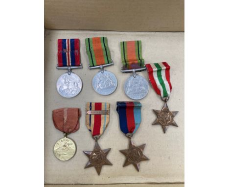 A quantity of WWII medals including 5th Army medal and Africa star with 8th Army bar etc to FRANK JEFFERIES a gunner who serv