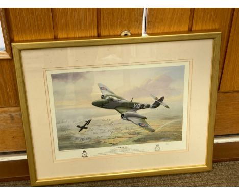 'METEORIC VICTORY' a limited edition print after the original by Tom Marchant, multiple signatures, 1/60, framed and glazed 