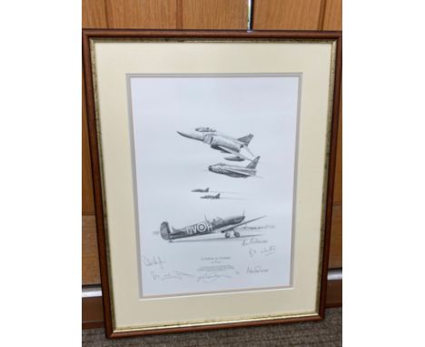 'A TRIBUTE TO GRUMPY' a limited edition print after Nicolas trudgian depicting various fighter aircraft including Spitfire an