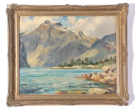 Fred R Fitzgerald (1869-1944), signed verso, inscribed  The Geiranger Fjord, Norway , 32 x 38cm