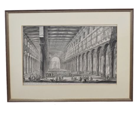 After Giovanni Battista Piranesi, (Italian, 18th century), An interior view of S. Maria Maggiore (?), Rome, 19th century or l