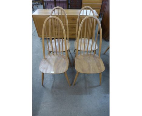 A set of four Ercol Blonde elm and beech Quaker chairs 