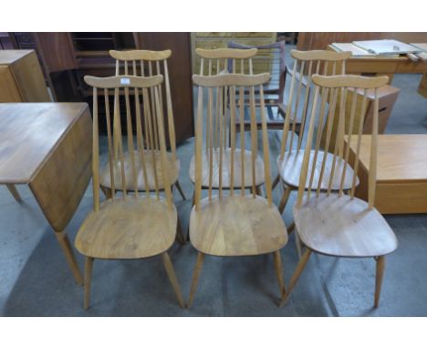 A set of six Ercol Blonde elm and beech Goldsmith chairs 