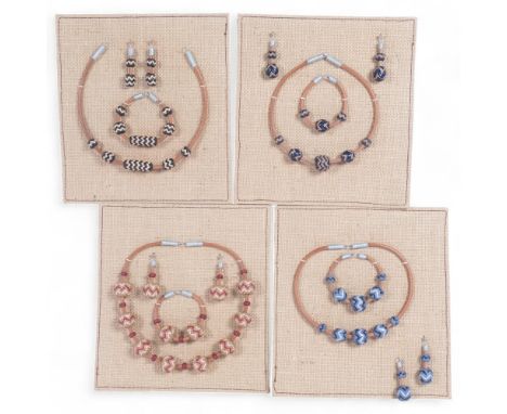 4 bespoke leather made demi-parure jewellery sets, all from the workshop of saddlemaker Brian R Borrer (Artistry in Leather) 