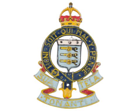 A large cast-iron painted military sign for the Royal Military Ordnance Corps, H41cm