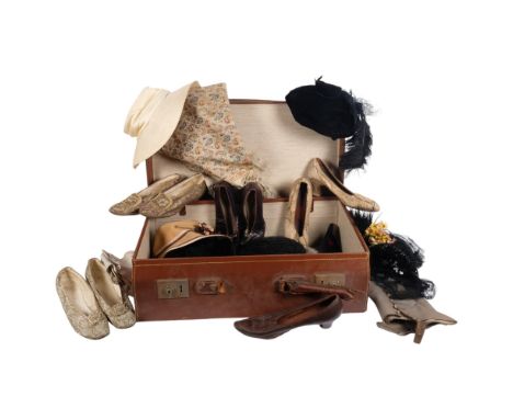 A collection of Vintage lady's court shoes, hats, including 1 by Otto Lucas for Fortnum &amp; Mason, etc