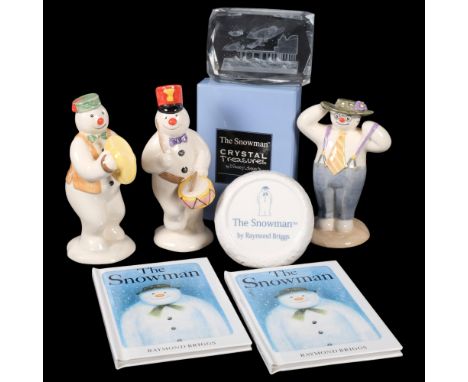 ROYAL DOULTON - THE SNOWMAN - 3 porcelain figures, including Drummer Snowman, Cymbal Player, and Stylist Snowman, Crystal Tre