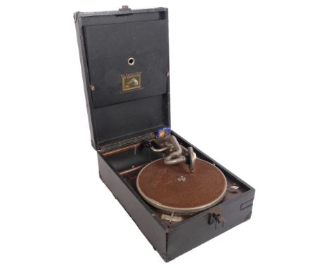 "HIS MASTER'S VOICE" - a Vintage HMV portable gramophone