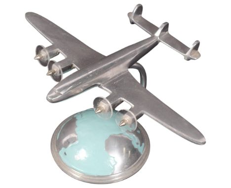An aluminium desk-top model of a Lockheed Constellation aircraft, by Authentic Models, wingspan 26cm