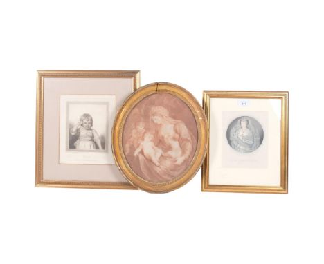 A group of Vintage and Antique prints, including a framed and glazed print of a young girl, entitled "Tick", 41cm x 36.5cm, a
