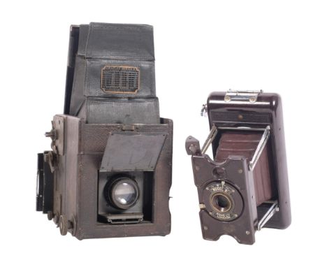 A Soho Ltd of London "model B" Bakelite Vintage folding camera, and an Eastman Kodak Graflex roll film back camera, no. 17801