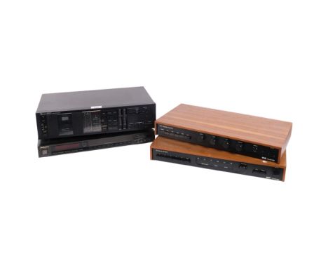A group of Hi-Fi separates, including A&amp;R Cambridge T21 stereo FM tuner, and an A60 integrated amplifier, a Technics ster