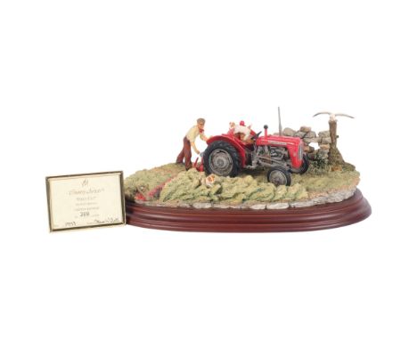 Country Artists limited edition study of man and tractor "First Cut", by Keith Sherwin, 388/850, L32cm