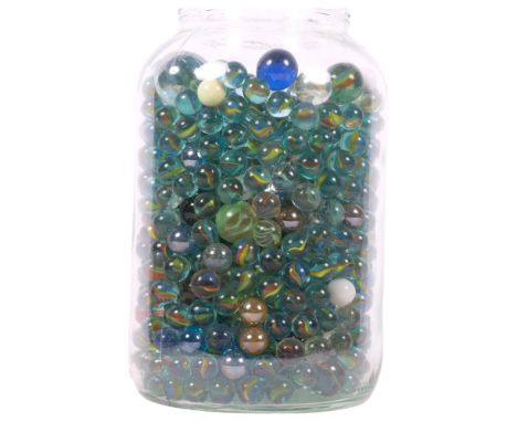 A jar of Vintage glass marbles