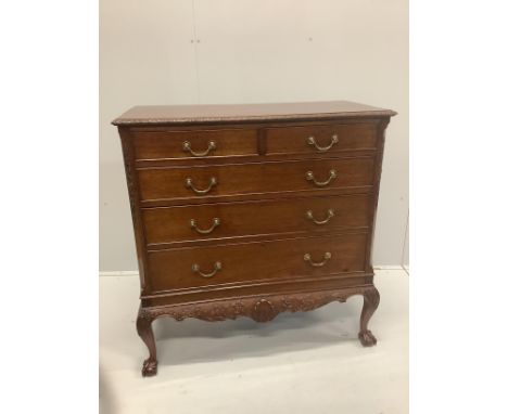 A Chippendale revival mahogany chest of two short and three long drawers, width 104cm, depth 46cm, height 104cm