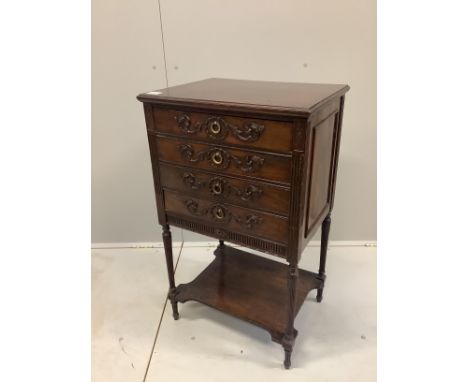 A small Chippendale revival mahogany four drawer chest, width 52cm, depth 40cm, height 86cm