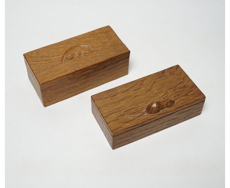 Two small Robert Thompson ‘Mouseman’ boxes, 14cm x 7cm