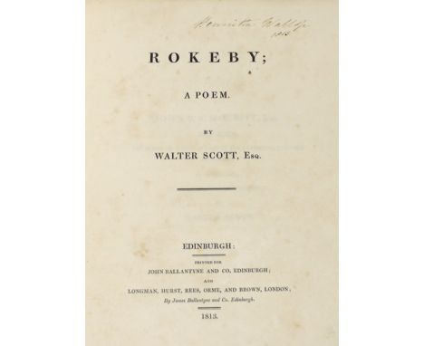 ° ° Scott, Sir Walter - Rokeby; a Poem. First Edition. half title, 2 advert. leaves; contemp. gilt diced calf, rebacked with 