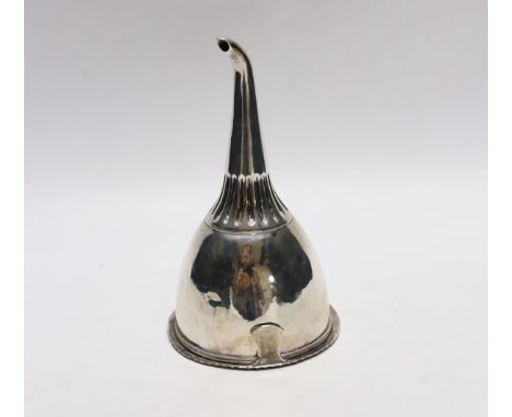 A George III silver wine funnel, no muslin ring, Charles Chesterman II?, London, 1797, 15.2cm.