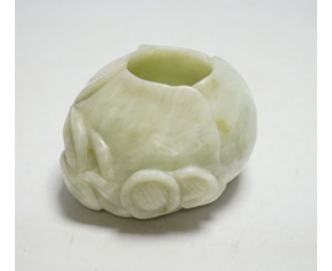 A Chinese bowenite jade water pot, 10.3 cm