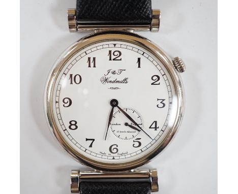 A gentleman's 2006 Joseph &amp; Thomas Windmills Bartholomew First Edition white metal (stamped 950 for platinum) manual wind