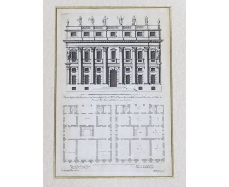 After Colen Campbell (Scottish, 1676-1729), architectural engraving from Vitruvius Britannicus, 39 x 26cm