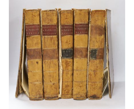 ° ° Blomefield, Rev. Francis - Essay towards a Topographical History of the County of Norfolk. First Edition, 5 vols. engrave