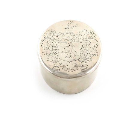A Charles II silver tobacco box, maker's mark only to the cover, possibly for Robert Williamson, York circa 1680, oval form, 