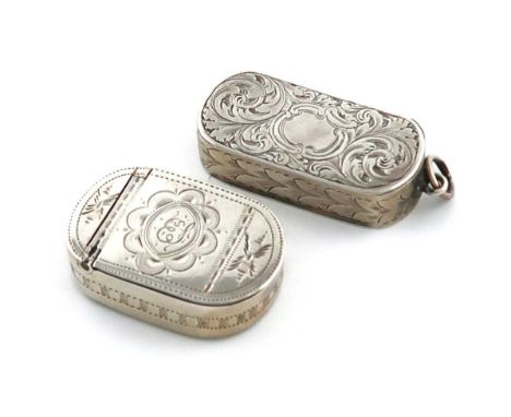 A George III silver patch box,by Samuel Pemberton, Birmingham 1796,rounded rectangular form, engraved decoration, the flush-h