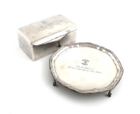 An Edwardian Regimental silver waiter,by The Goldsmiths and Silversmiths Company, London 1901,circular form, engraved with a 
