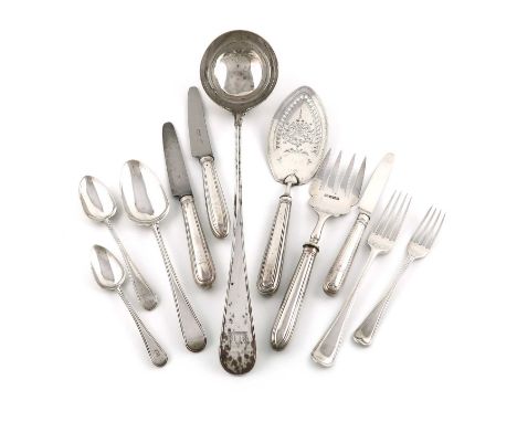 A collection of silver Old English Thread pattern flatware,various dates and makers including Eley and Fearn, London 1801,sin