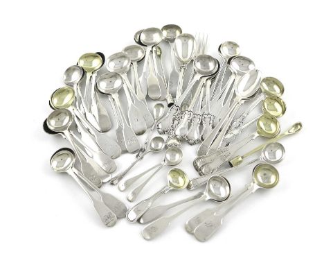 A collection of silver salt spoons,various patterns, dates and makers,including: a set of four, London 1845, and various othe