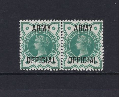 GB: QV "Jubilee Issue" Halfpenny 1/2d Blue-green 'Army Official' mint pair, one with short first 'I' variety, SG O46 &amp; O4