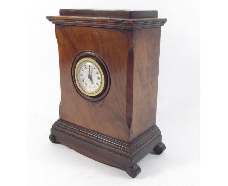 A walnut mantel clock with replacement movement, 19cm high 
