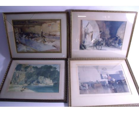 Five various vintage prints by Russell Flint (one with glass a/f) 