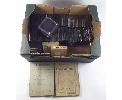A large collection of approximately 280 late 19th to early 20thC Magic Lantern Slides, mainly diapositive photographic coveri
