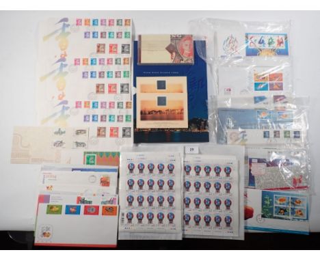 Box of Hong Kong QEII &amp; PRC Special Region stamps from the 1990s. Defin &amp; commem on cover (many first day), hologram 