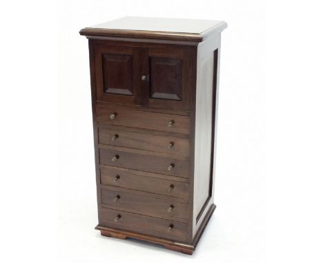 A mahogany cutlery cabinet with five drawers fitted Walker &amp; Hall silver plated cutlery set - sixteen place settings 