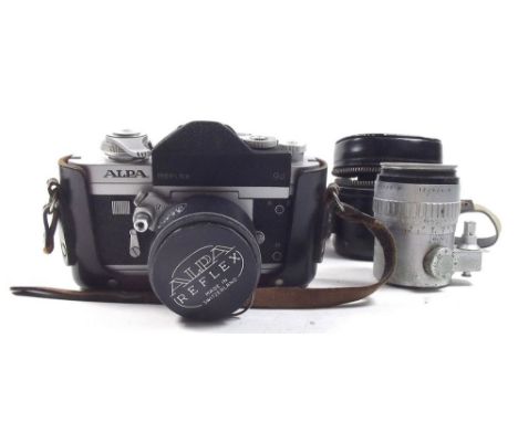 An Alpha Reflex 9D camera, serial No 49165, made in Switzerland in Alpha leather case plus an Alpha reflex lens in case 