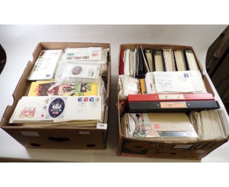 GB: Huge 2-box accumulation of mainly GB &amp; regional stamps, much QEII yet some earlier. Albums, many first day covers plu