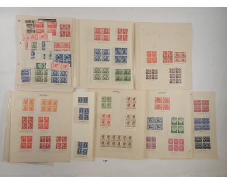 Australia: Mounted &amp; unmounted mint blocks &amp; pairs with printer's detail from 1930s to late 40s. Print issues from As