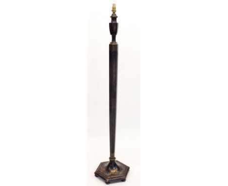 A 1930's chinoiserie lacquer standard lamp and shade 