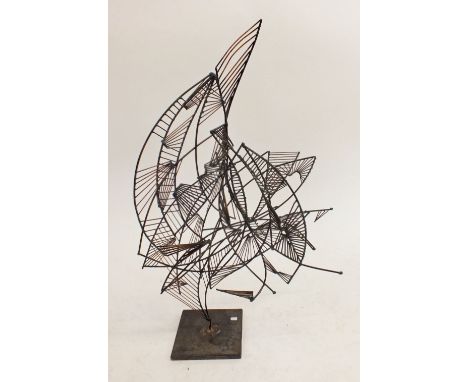 A 1970's abstract wire sculpture, 69cm tall