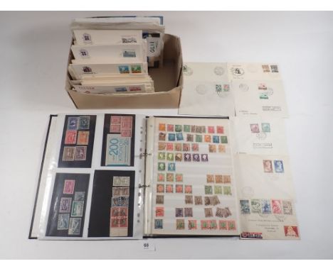Iceland: Box of mint &amp; used defin, commem, official, air and fiscal (Tollur) stamps from 1902 on in folder on stock-sheet