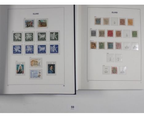 Iceland: 1873-2000 collection in purposed Davo albums (2 volumes), first issues on, mint &amp; used mix. Incl scarcer defin, 