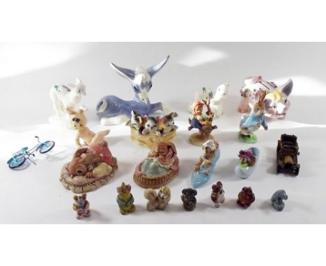 A collection of nursery china to include a Szeiler figurine, Goebel Hummel 'Apple Tree Girl' two Beswick Beatrix Potter figur