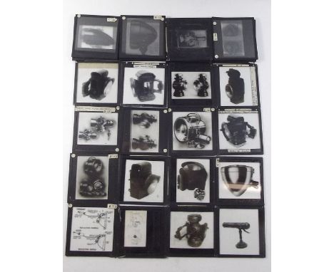 A 1920s/1930s magic lantern slide lecture set on early lamps and lanterns such as early motor vehicle and motorcycle carbide 