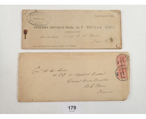 GB: Unusual military postal history - envelope containing Officer's Allowance Book, No F56851-F56875 Army Form W.3241F from A
